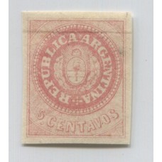 ARGENTINA 1862 GJ 7d ESCUDITO ESTAMPILLA VARIEDAD PLANCHA SEMIGASTADA NUEVA CON GOMA DE HERMOSA CALIDAD CON DOBLEZ DE PLANCHA MUY RARO SELLO U$ 150 ( 100 + 50 % )